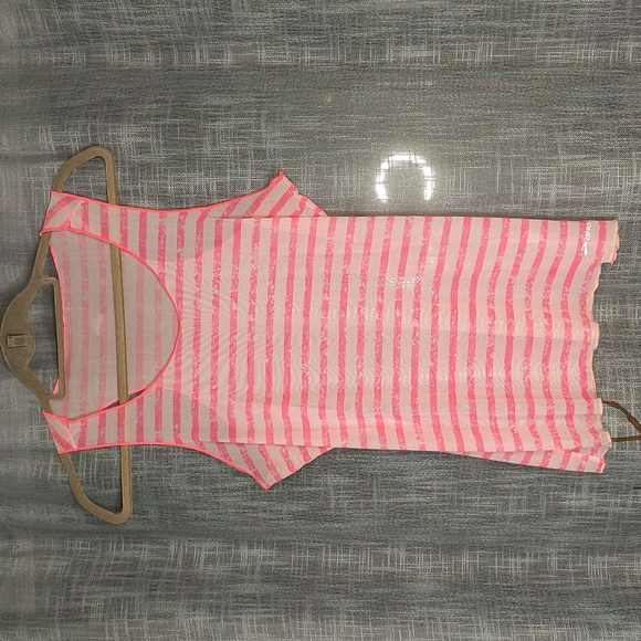 Brooks Hot Pink Stripe Mesh Running Tank Top - Picture 1 of 7